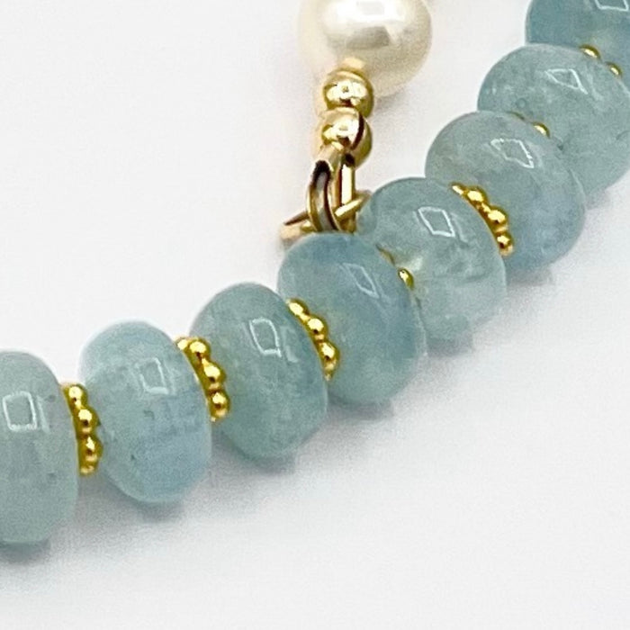 Pearl necklace Aquamarine gemstone