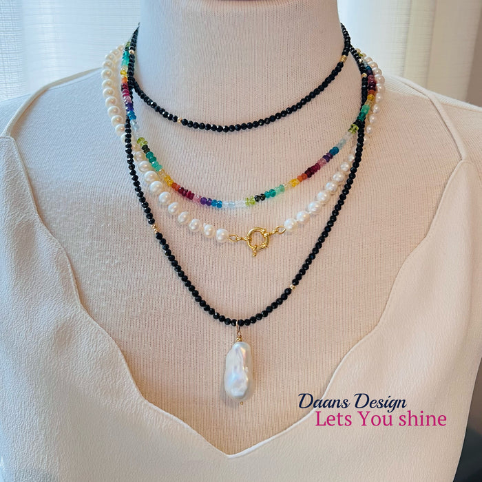 Gemstone Necklace Rainbow Colors