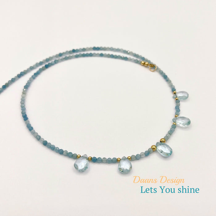 Gemstone necklace Aquamarine &amp; Topaz