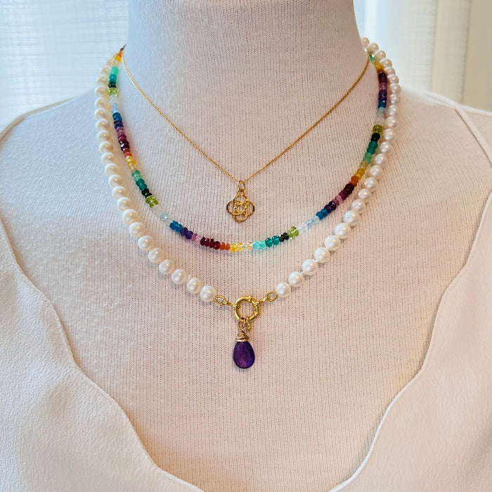 Gemstone Necklace Rainbow Colors