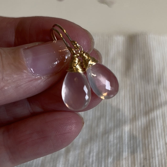 Rozenkwarts Oorbellen Gold Filled
