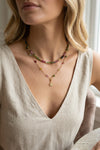 Toermalijn ketting goud met zonnebloem hanger - handgemaakte edelstenen ketting
