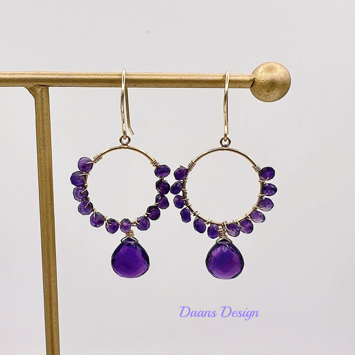 Statement earrings Amethyst purple