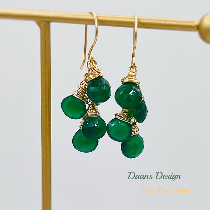 Green Onyx Earrings Gemstone