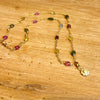 Multi toermalijn ketting gold filled met afneembare zonnebloem bedel detail
