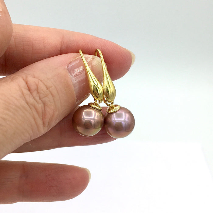 Edison pearl earrings bronze