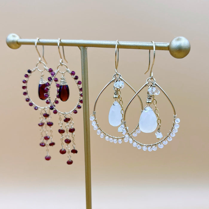 Statement earrings garnet gemstone
