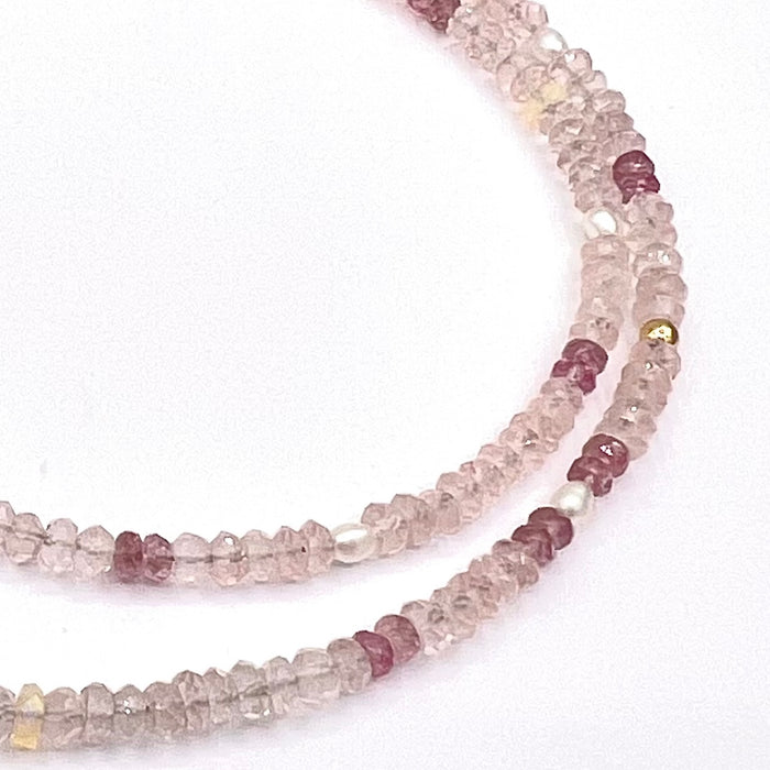 Gemstone necklace Rose Quartz and Tourmaline