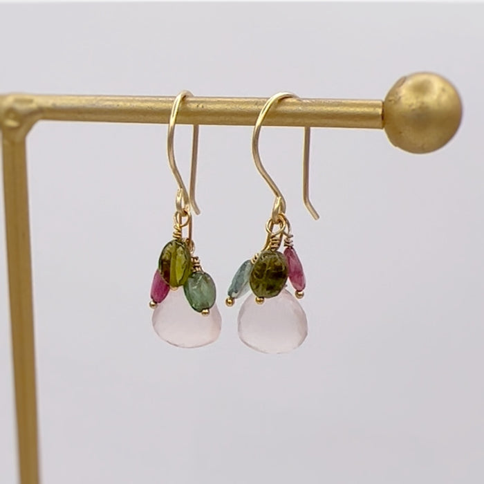 Earrings with gemstone Rose quartz pendants