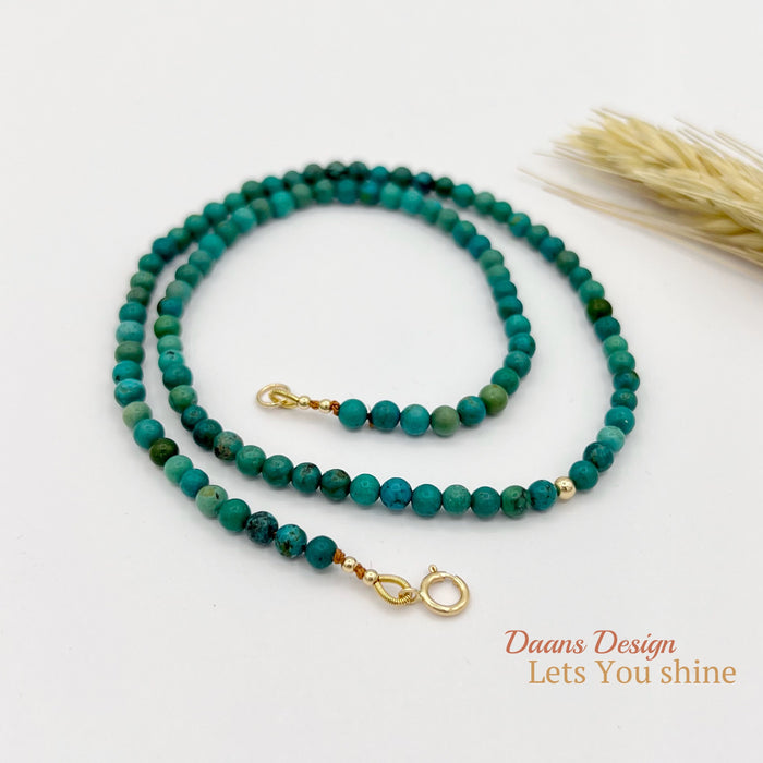 Gemstone necklace Turquoise 14 carat gold