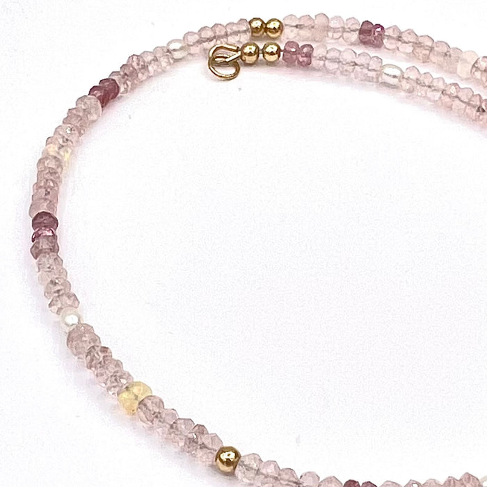 Gemstone necklace Rose Quartz and Tourmaline