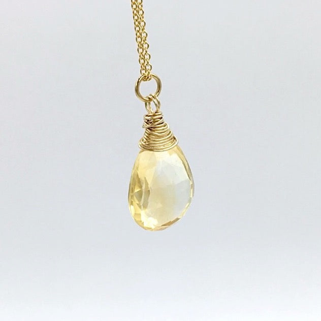 Gemstone necklace Citrine drop