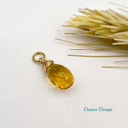 Glanzende citrien edelsteen hanger met gold filled materialen om dagelijks te dragen of te combineren met de andere edelsteenkettingen