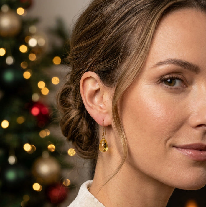 citrien oorbellen handgemaakte edelstenen druppels met gele citrien hangers prachtig om te dragen de komende feestdagen of om cadeau te krijgen voor kerst