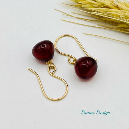 Granaat oorbellen met 14 karaat gold filled haakjes van Daans Design