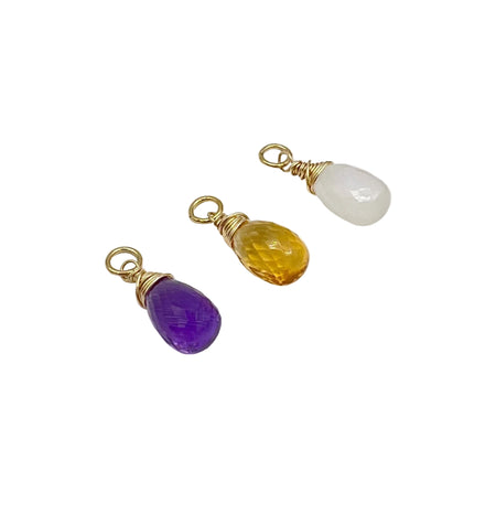 Edelstenen hanger met echte amethist edelsteen druppel met gold filled om dagelijks te dragen