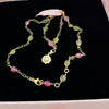 Watermeloen toermalijn ketting met een zonnebloem hanger gemaakt van gold filled materialen